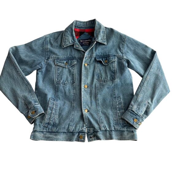 Big Yank Sportabouts VTG 80s Buffalo Plaid Flannel Lined Trucker Jean Jacket XL - Picture 1 of 12